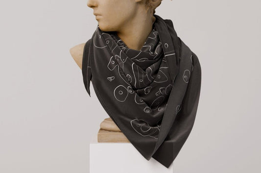 Rock Climbing Line Art Silk Scarf