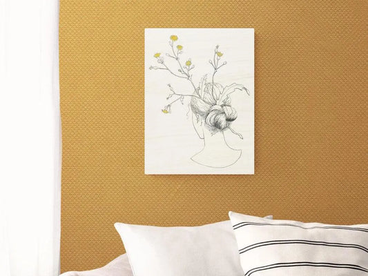 Wild Flower Hair Wood Print