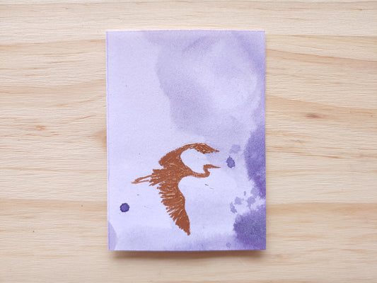 Purple + Copper Crane Flying ACEO