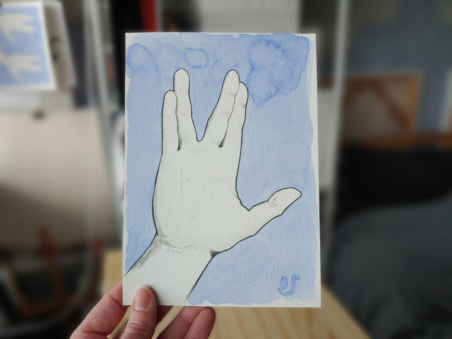 Live Long Prosper Hand Coloured Print