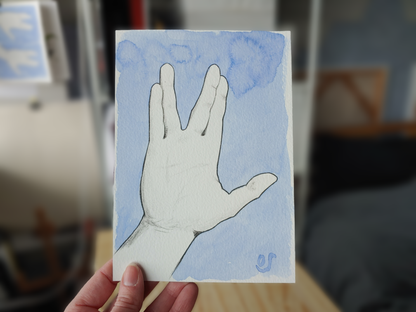 Live Long Prosper Hand Coloured Print