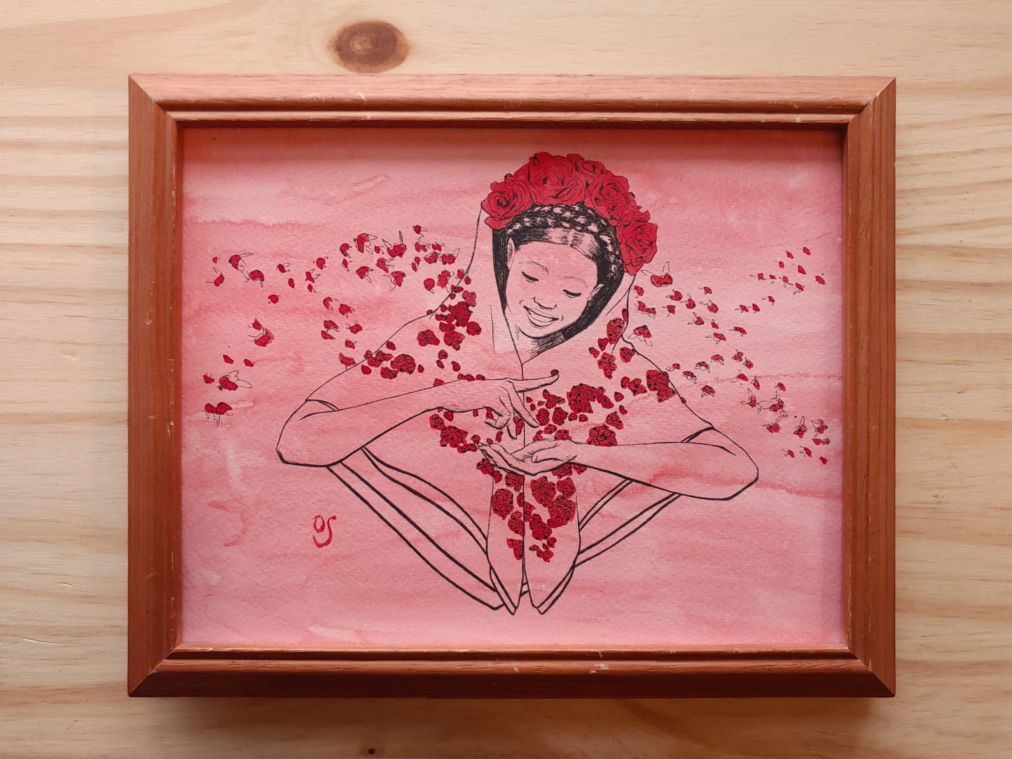 Lady Bug Hand Coloured Print