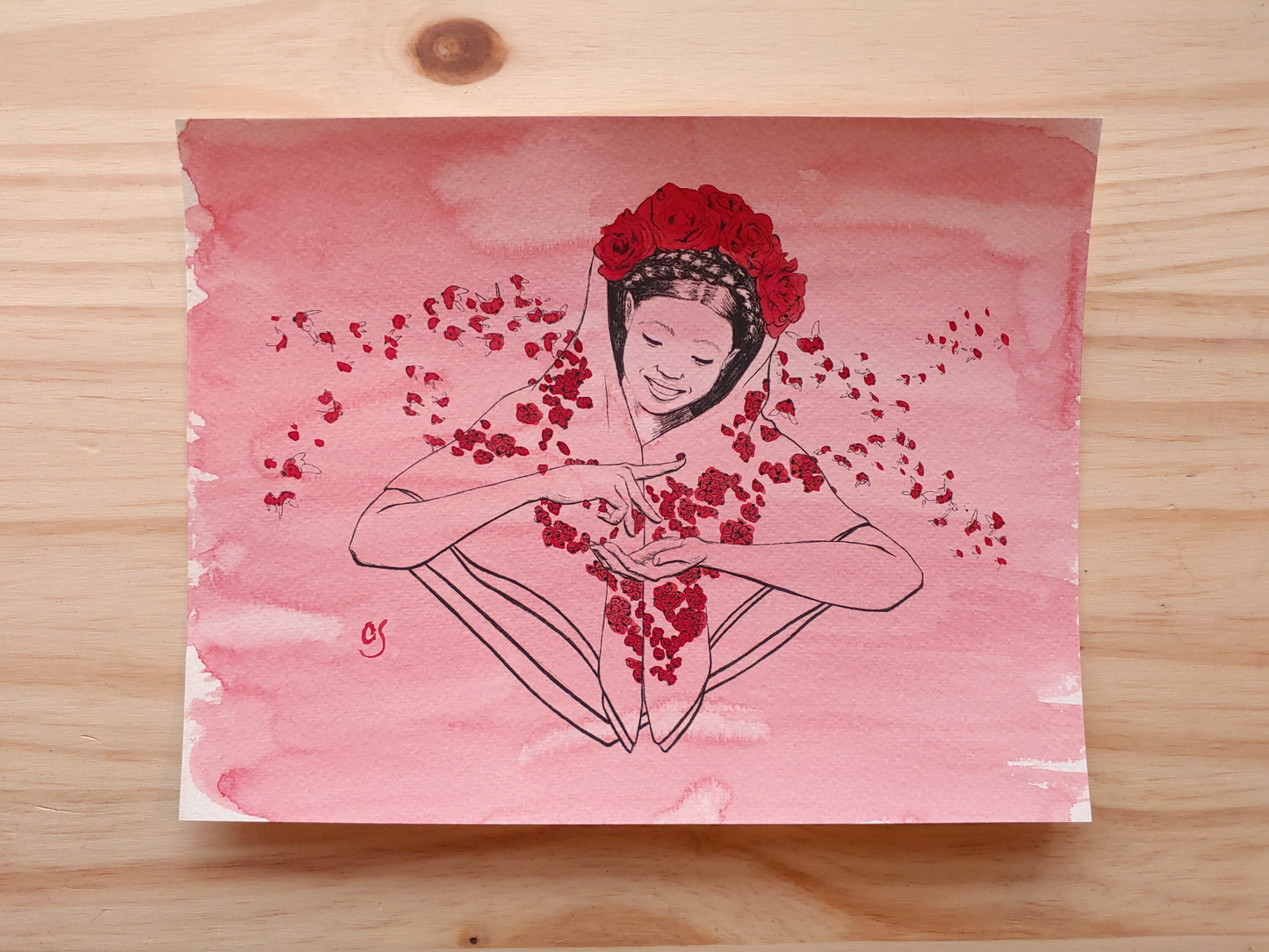 Lady Bug Hand Coloured Print