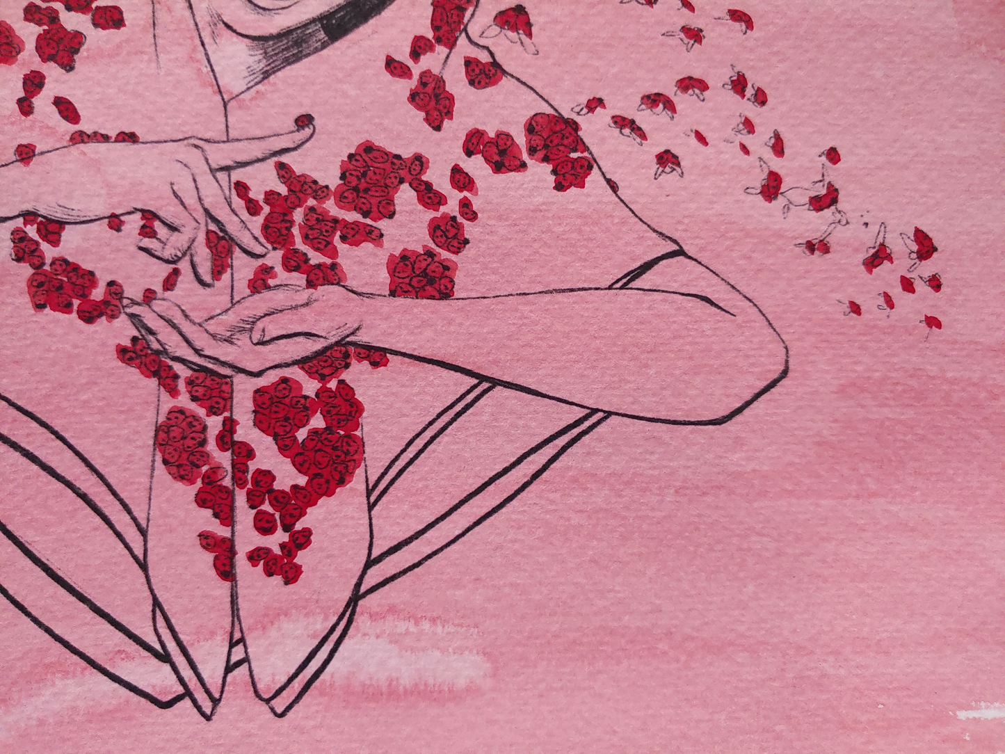 Lady Bug Hand Coloured Print