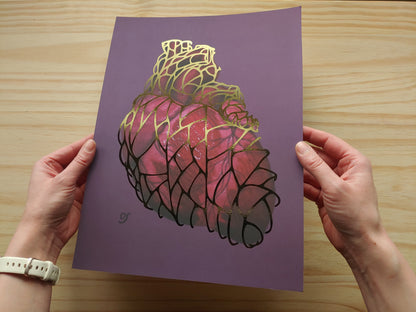 Heart of Gold, Gold Leaf Art Print