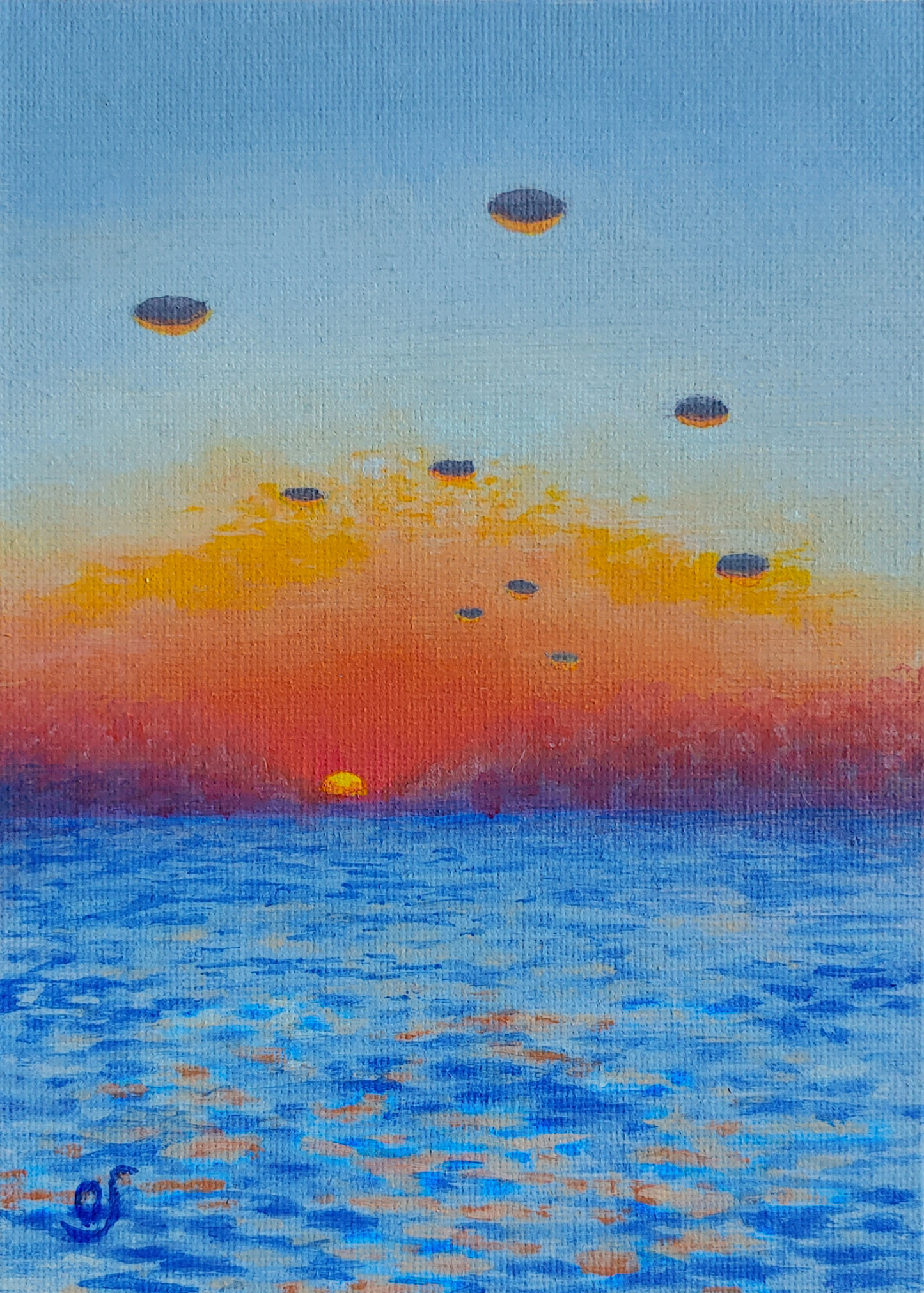 UAPs At Sunset Painting