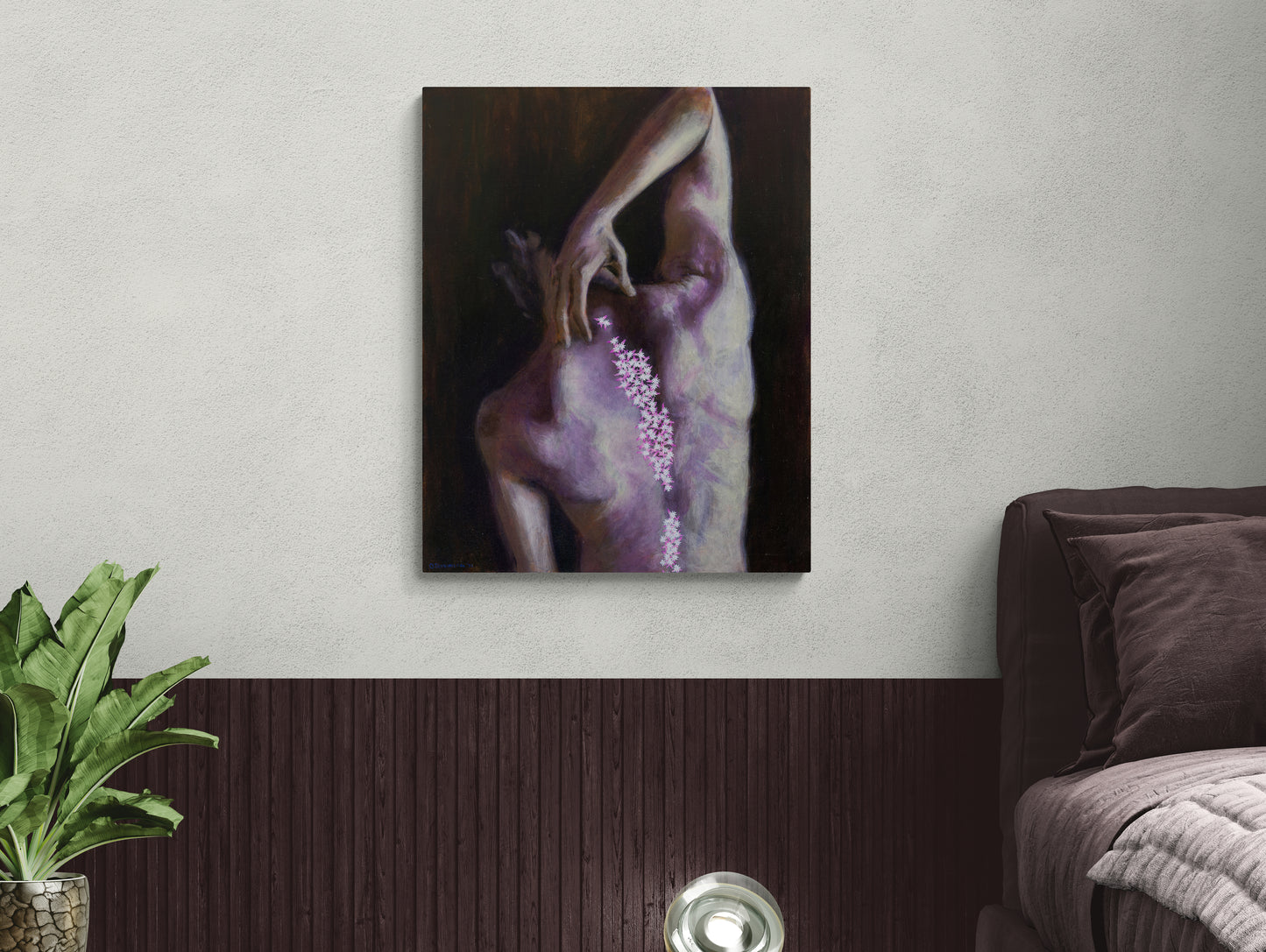 Moody Purple Male Figure Surreal Original Painting