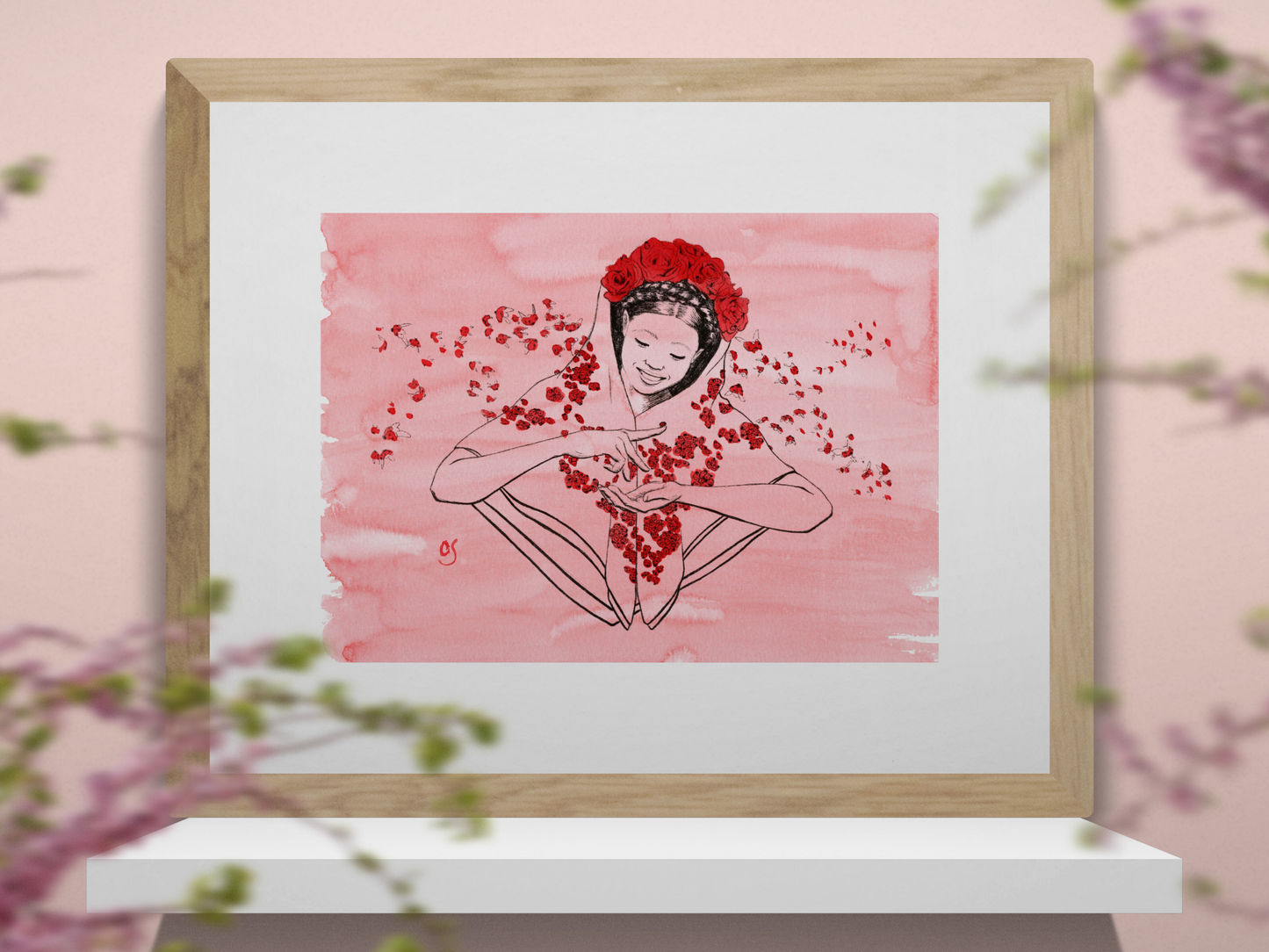 Lady Bug Hand Coloured Print