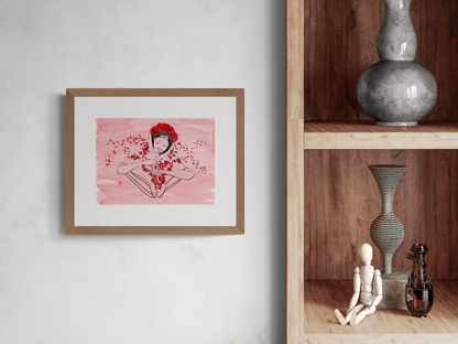 Lady Bug Hand Coloured Print