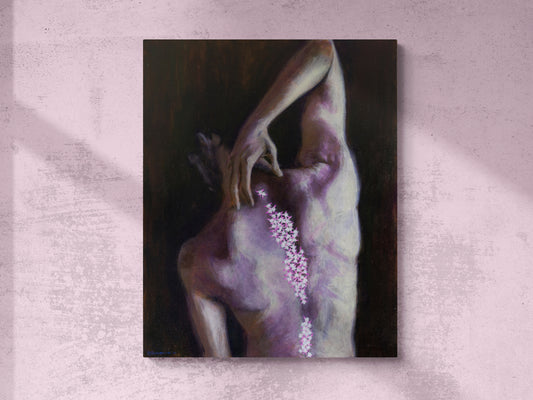Moody Purple Male Figure Surreal Original Painting