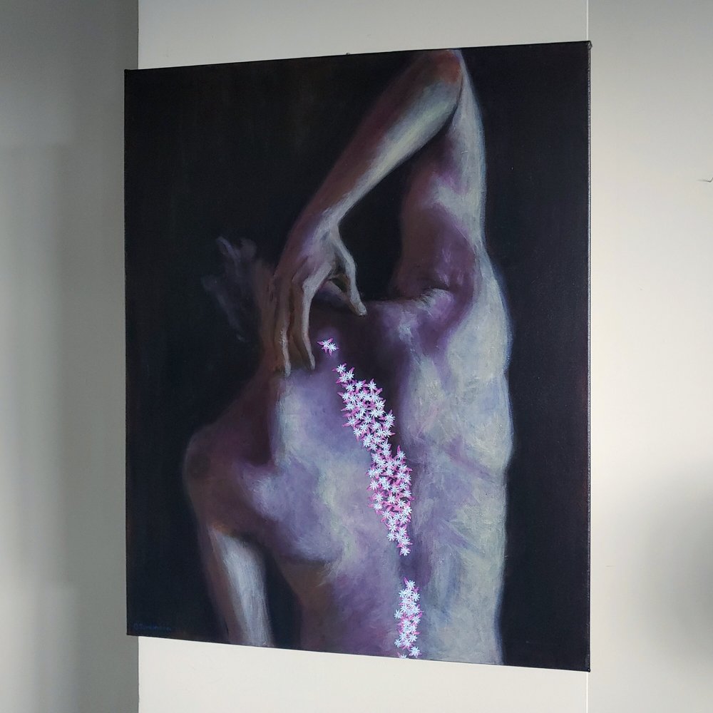 Moody Purple Male Figure Surreal Original Painting