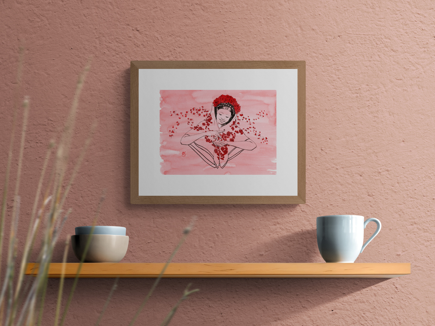 Lady Bug Hand Coloured Print