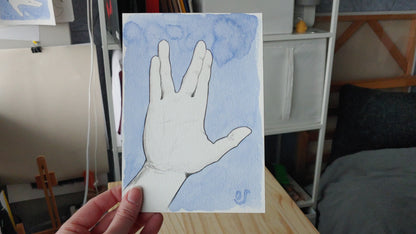 Live Long Prosper Hand Coloured Print
