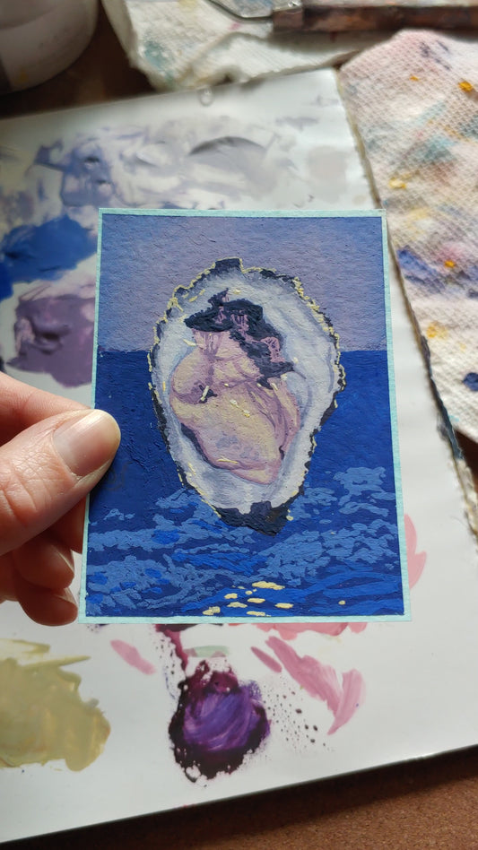 Moonlit Seascape Oyster Painting