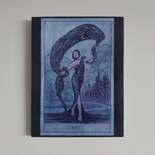 Nyx Goddess of Night Silver Leaf Art Print