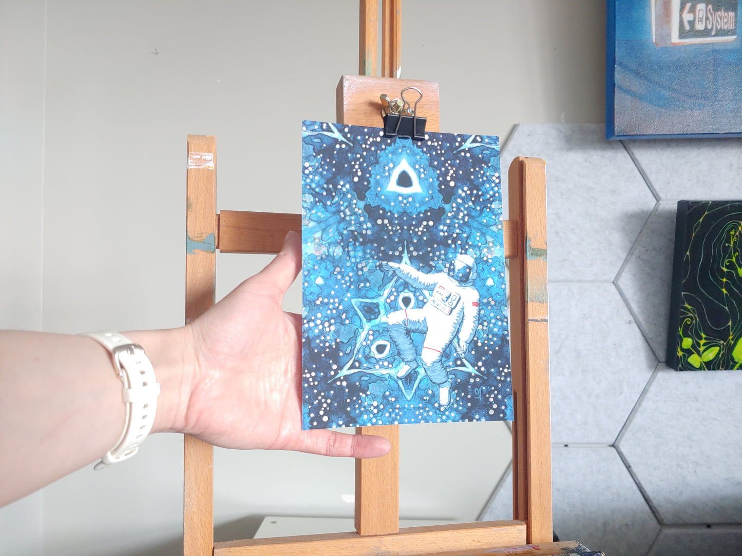Spaced Out Silver Foil Art Prints