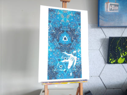Spaced Out Silver Foil Art Prints
