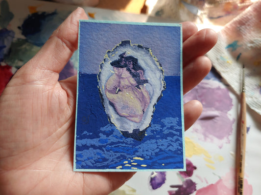 Moonlit Seascape Oyster Painting