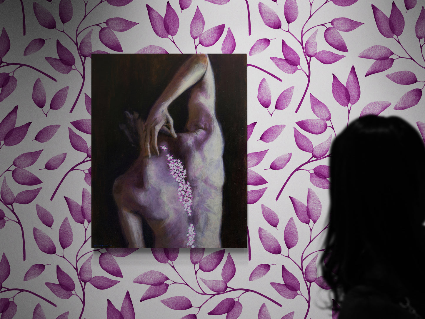 Moody Purple Male Figure Surreal Original Painting